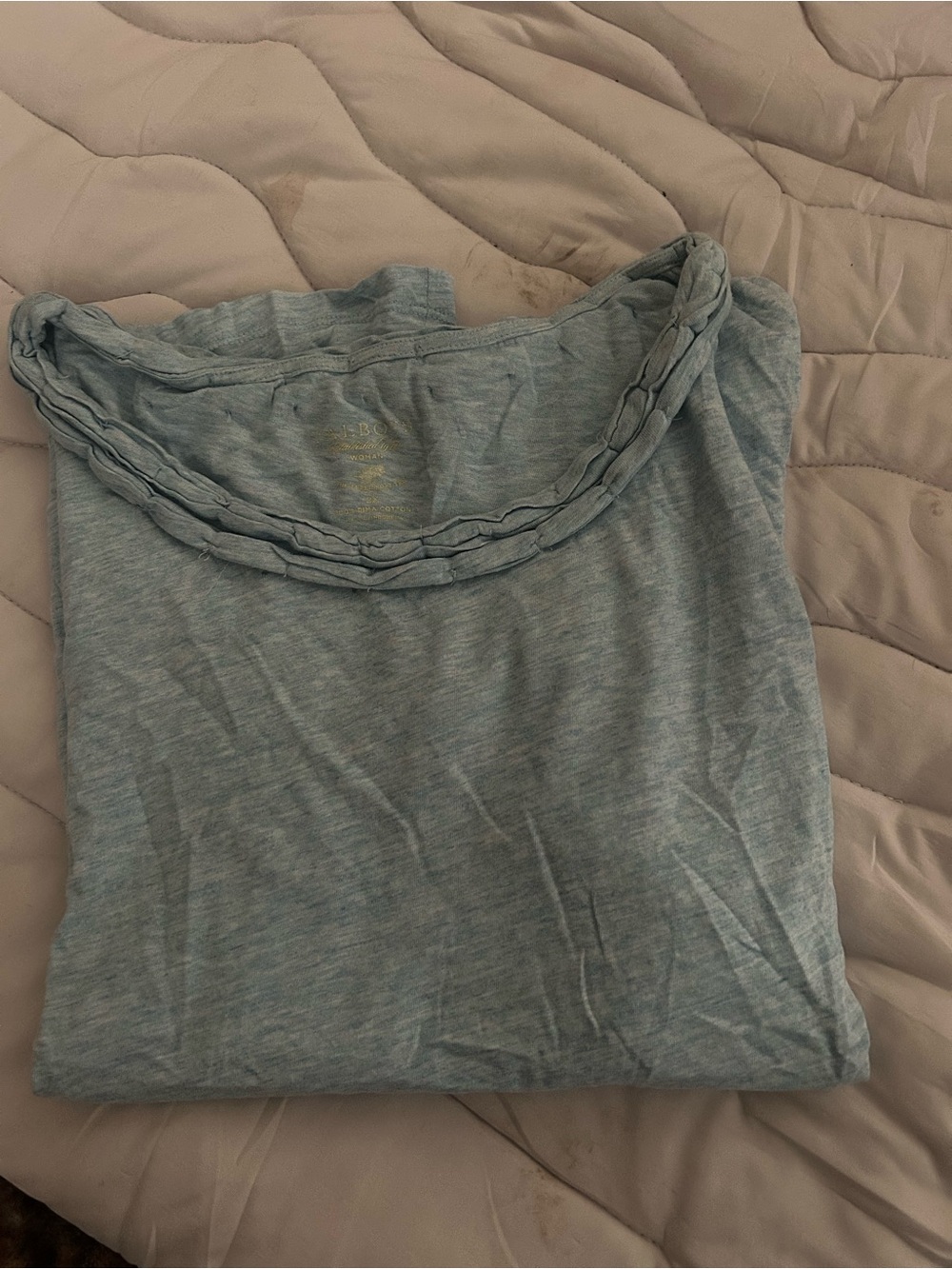 Talbots Light Blue Short Sleeve Shirt with Rolled Neckline